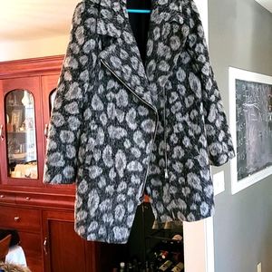 Charcoal gray mid length peacoat